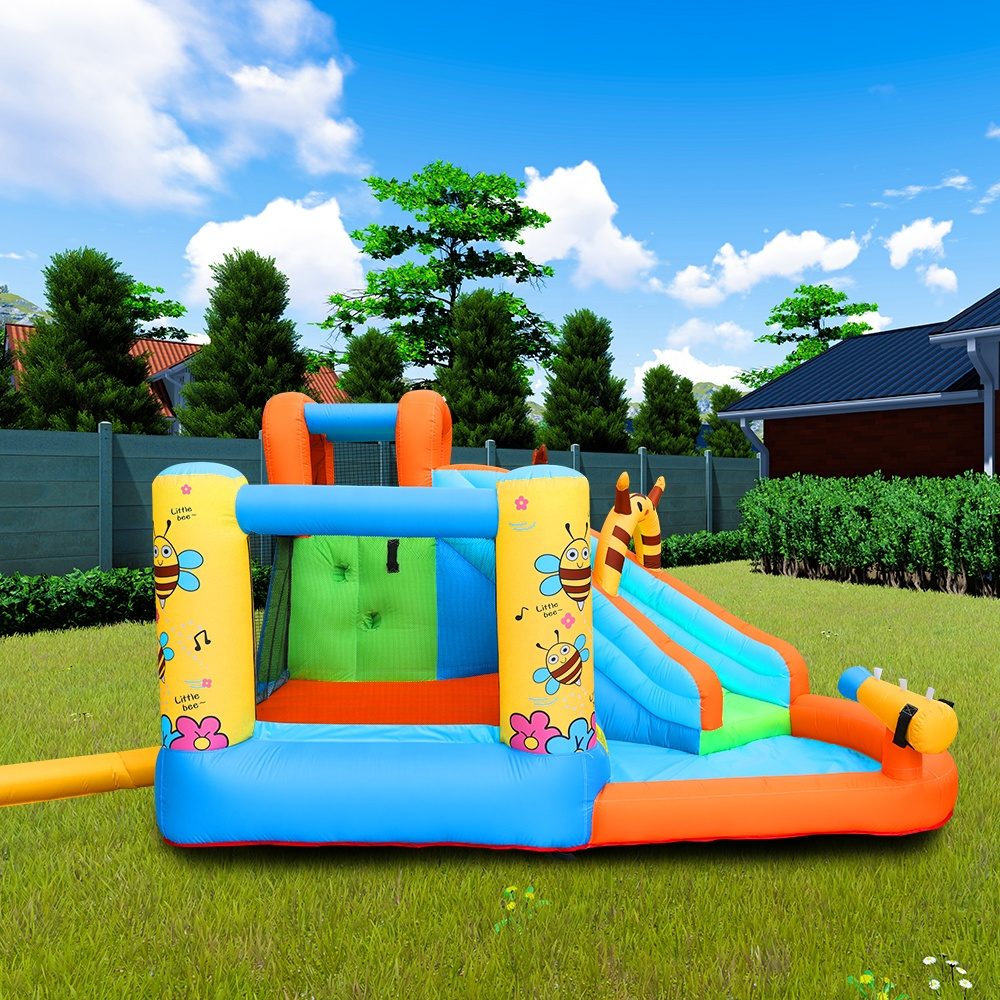 Inflatable bouncer water slide with splash pool party bounce house